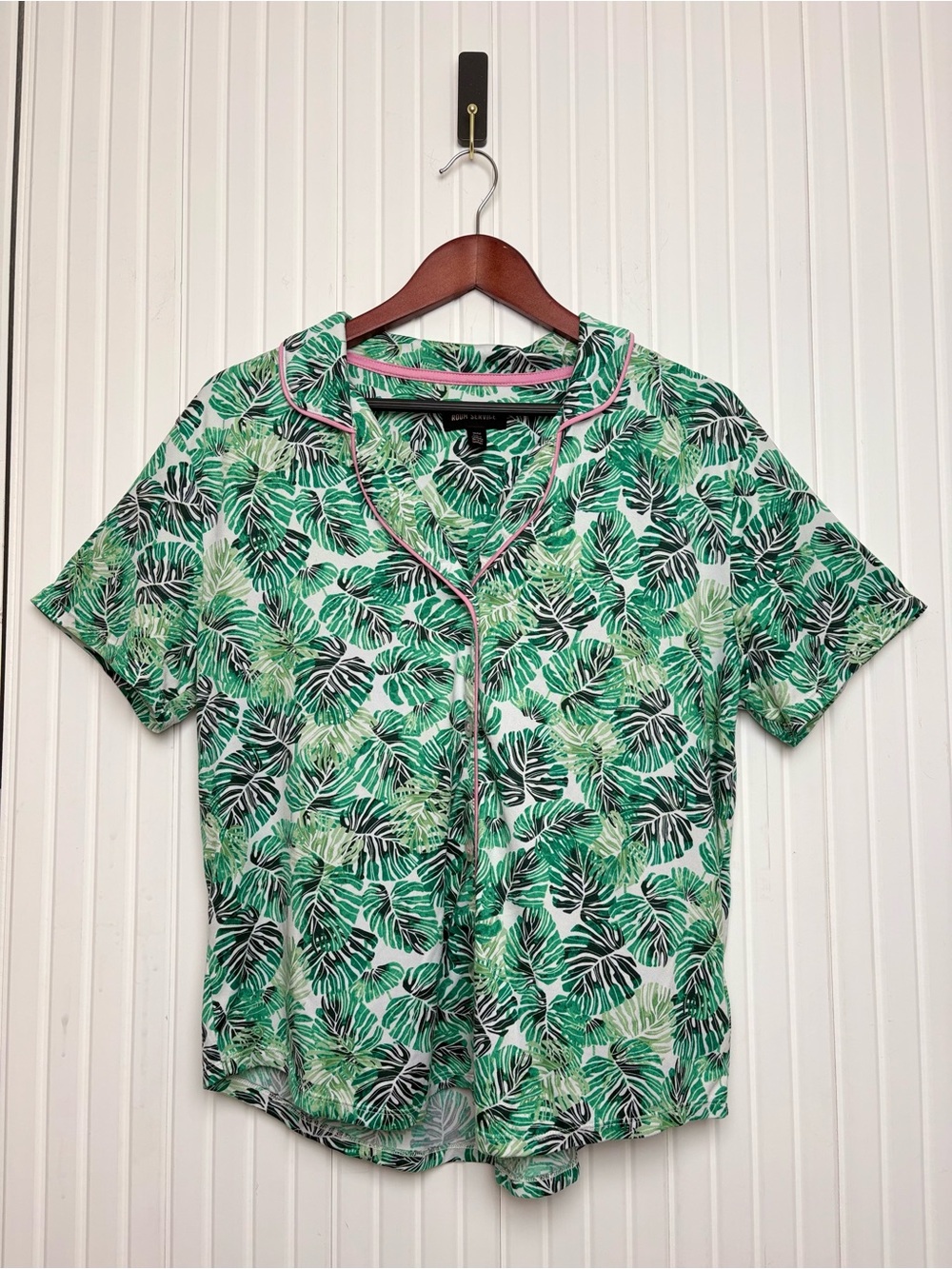 Room Service Monstera Green Tropical Pajama Set M Loungewear Resort Vacation - Picture 3 of 12